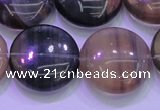 CFL1337 15.5 inches 20mm flat round purple fluorite gemstone beads