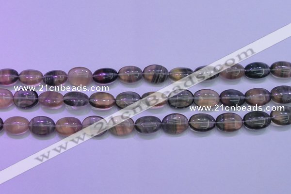 CFL1340 15.5 inches 10*14mm oval purple fluorite gemstone beads