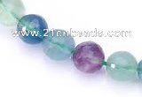 CFL14 16 inch A- grade 10mm faceted round natural fluorite beads