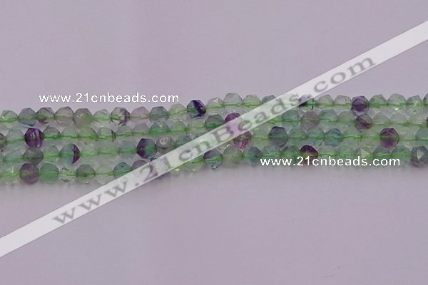 CFL1406 15.5 inches 6mm faceted nuggets fluorite gemstone beads