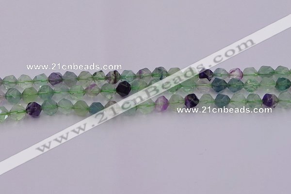 CFL1407 15.5 inches 8mm faceted nuggets fluorite gemstone beads