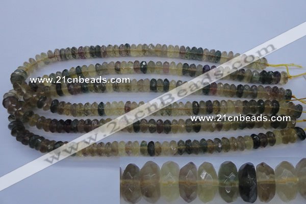 CFL142 15.5 inches 5*10mm faceted rondelle yellow fluorite beads