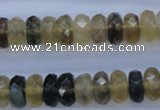 CFL143 15.5 inches 6*12mm faceted rondelle yellow fluorite beads