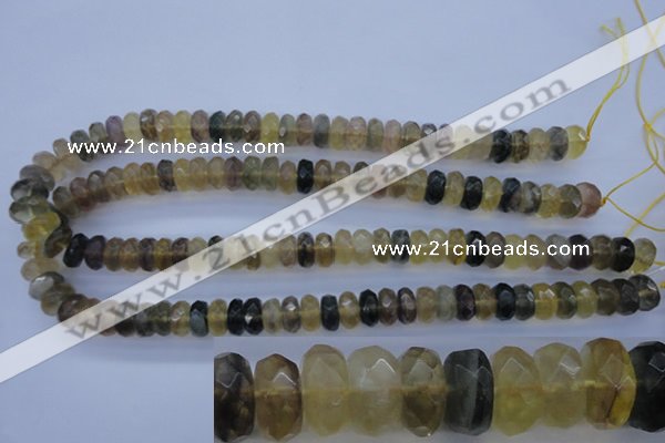 CFL143 15.5 inches 6*12mm faceted rondelle yellow fluorite beads