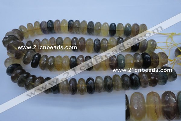 CFL144 15.5 inches 10*20mm faceted rondelle yellow fluorite beads