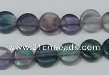 CFL163 15.5 inches 12mm coin natural fluorite beads wholesale