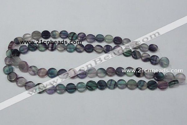 CFL163 15.5 inches 12mm coin natural fluorite beads wholesale