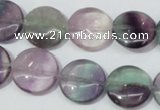 CFL165 15.5 inches 16mm flat round natural fluorite beads wholesale