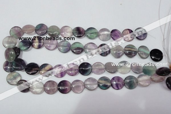 CFL165 15.5 inches 16mm flat round natural fluorite beads wholesale