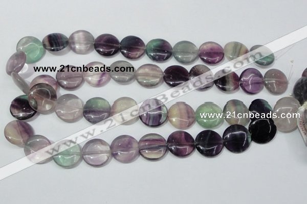 CFL166 15.5 inches 18mm flat round natural fluorite beads wholesale