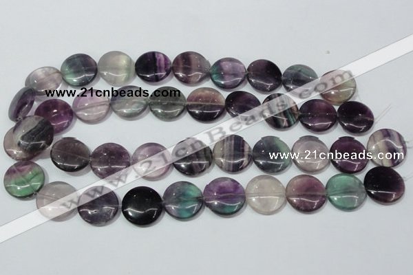 CFL167 15.5 inches 20mm flat round natural fluorite beads wholesale