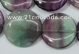 CFL168 15.5 inches 25mm flat round natural fluorite beads wholesale