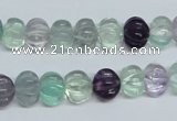 CFL300 15.5 inches 8*10mm carved rondelle natural fluorite beads