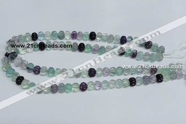 CFL300 15.5 inches 8*10mm carved rondelle natural fluorite beads