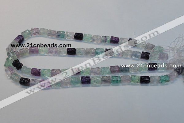 CFL305 15.5 inches 8*10mm carved column natural fluorite beads