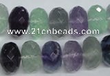 CFL315 15.5 inches 10*16mm faceted rondelle natural fluorite beads