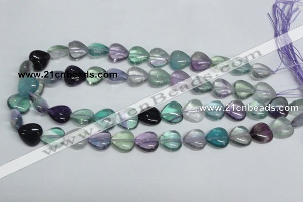 CFL317 15.5 inches 15*15mm heart natural fluorite beads wholesale