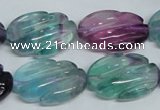 CFL321 15.5 inches 16*24mm carved oval natural fluorite beads