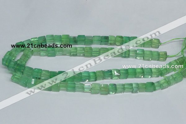 CFL338 15.5 inches 8*8mm cube natural green fluorite beads