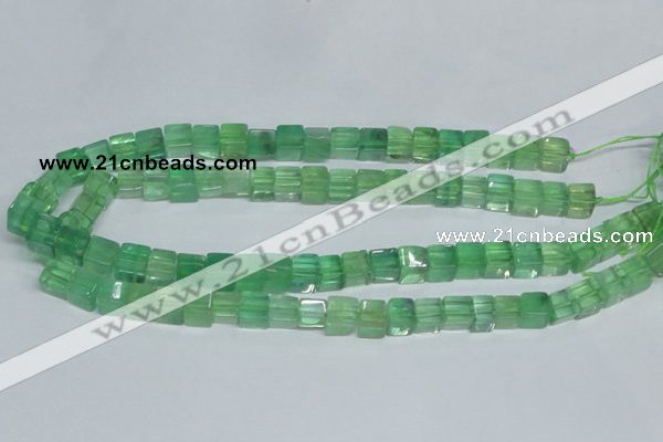 CFL339 15.5 inches 10*10mm cube natural green fluorite beads