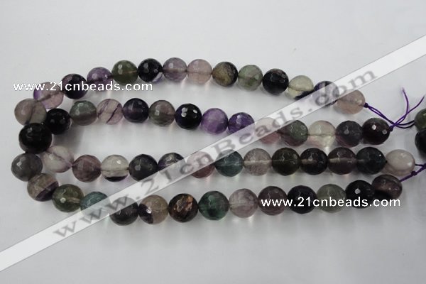 CFL406 15.5 inches 14mm faceted round rainbow fluorite beads