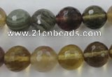 CFL455 15.5 inches 12mm faceted round rainbow fluorite beads