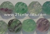 CFL459 15.5 inches 16mm carved round natural fluorite beads