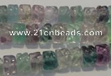 CFL471 15.5 inches 6*8mm carved rondelle natural fluorite beads