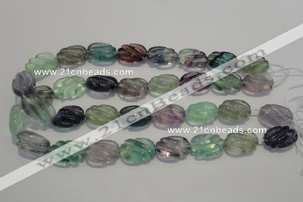 CFL495 15.5 inches 16*24mm carved oval natural fluorite beads