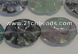 CFL498 15.5 inches 18*25mm wavy oval natural fluorite beads