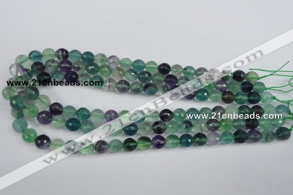 CFL53 15.5 inches 10mm faceted round AB grade natural fluorite beads