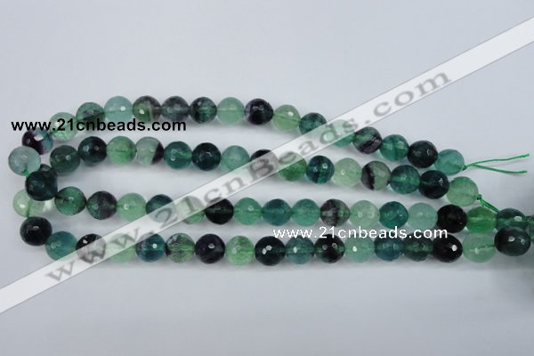 CFL54 15.5 inches 12mm faceted round AB grade natural fluorite beads