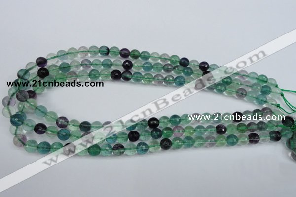 CFL62 15.5 inches 8mm faceted round A grade natural fluorite beads