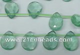 CFL650 Top-drilled 10*14mm faceted briolette green fluorite beads