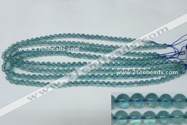 CFL661 15.5 inches 6mm round AB grade blue fluorite beads wholesale