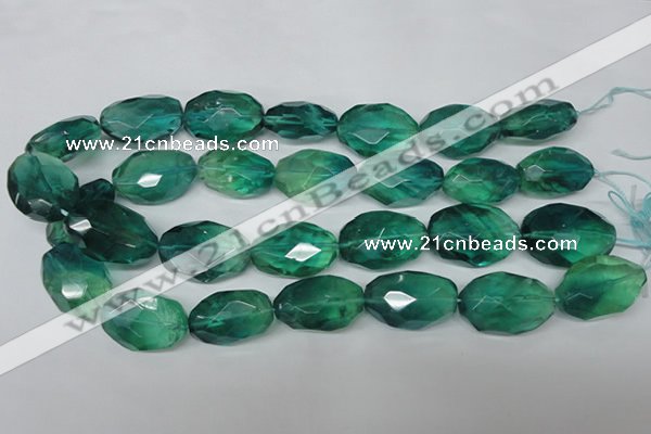 CFL685 15.5 inches 18*28mm faceted nuggets blue fluorite beads wholesale