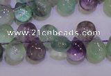 CFL703 Top-drilled 9*11mm teardrop natural fluorite beads wholesale