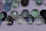 CFL705 Top-drilled 9*11mm faceted briolette natural fluorite beads