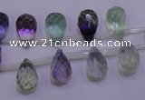 CFL708 Top-drilled 8*12mm faceted teardrop natural fluorite beads