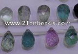 CFL709 Top-drilled 10*14mm faceted teardrop natural fluorite beads