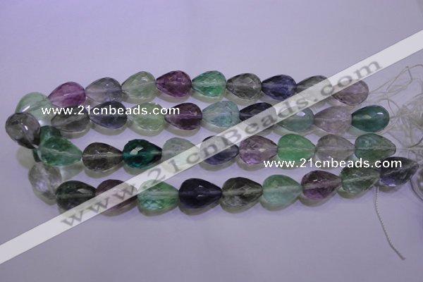 CFL715 15.5 inches 15*20mm faceted teardrop natural fluorite beads