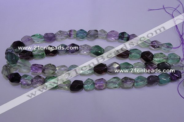 CFL726 15.5 inches 11*15mm faceted nuggets natural fluorite beads