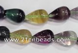 CFL765 15.5 inches 8*12mm teardrop rainbow fluorite gemstone beads