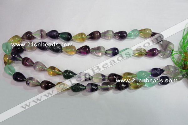 CFL766 15.5 inches 10*16mm teardrop rainbow fluorite gemstone beads