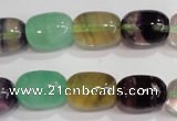 CFL771 15.5 inches 10*14mm drum rainbow fluorite gemstone beads