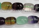 CFL772 15.5 inches 12*16mm drum rainbow fluorite gemstone beads