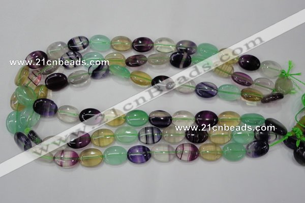 CFL775 15.5 inches 10*14mm oval rainbow fluorite gemstone beads