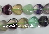 CFL789 15.5 inches 12mm heart rainbow fluorite gemstone beads