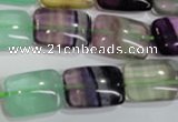 CFL795 15.5 inches 15*20mm rectangle rainbow fluorite gemstone beads