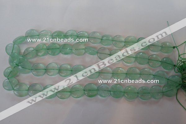 CFL864 15.5 inches 15mm flat round green fluorite gemstone beads